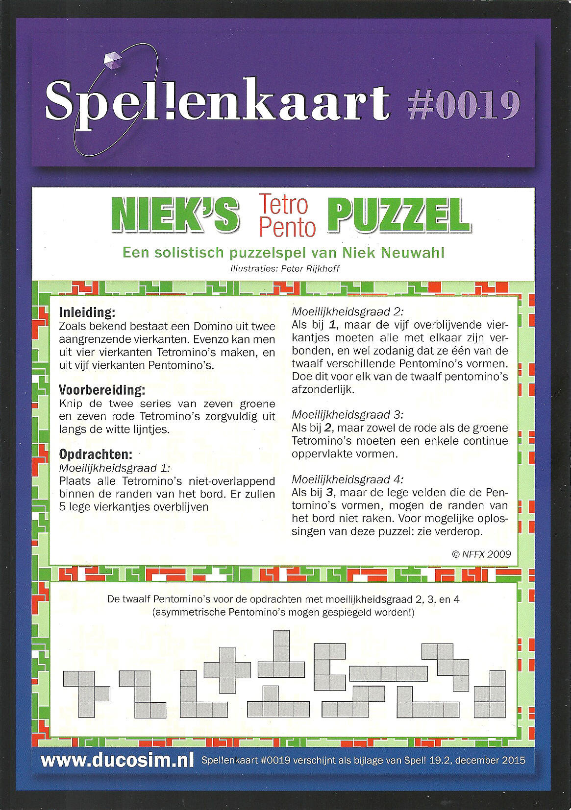 Spellenkaart #0019: Niek's Tetro Pento Puzzel