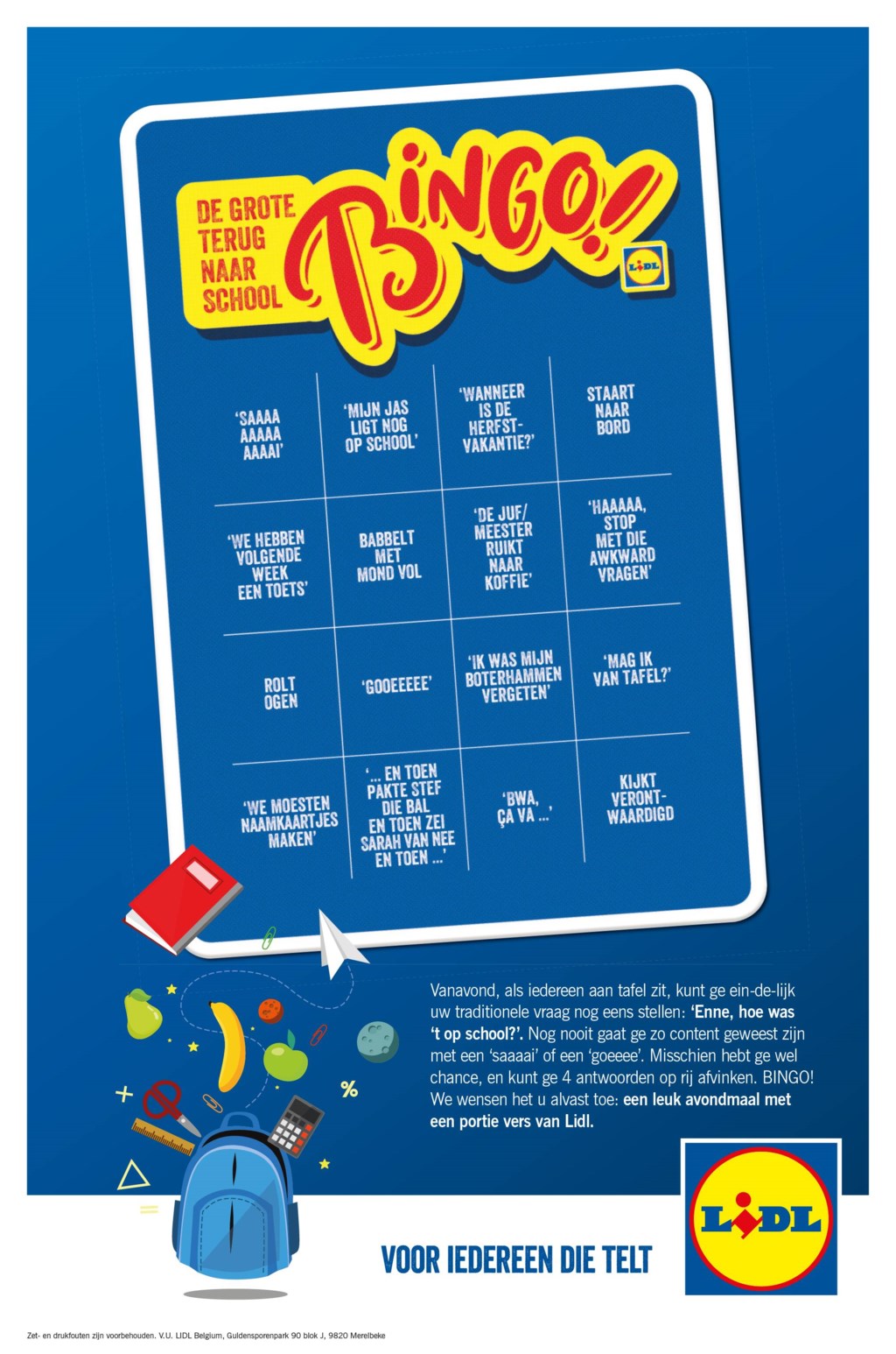 De Grote Terug naar School Bingo