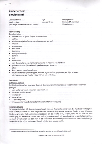 Kinderarbeid: Simulatiespel
