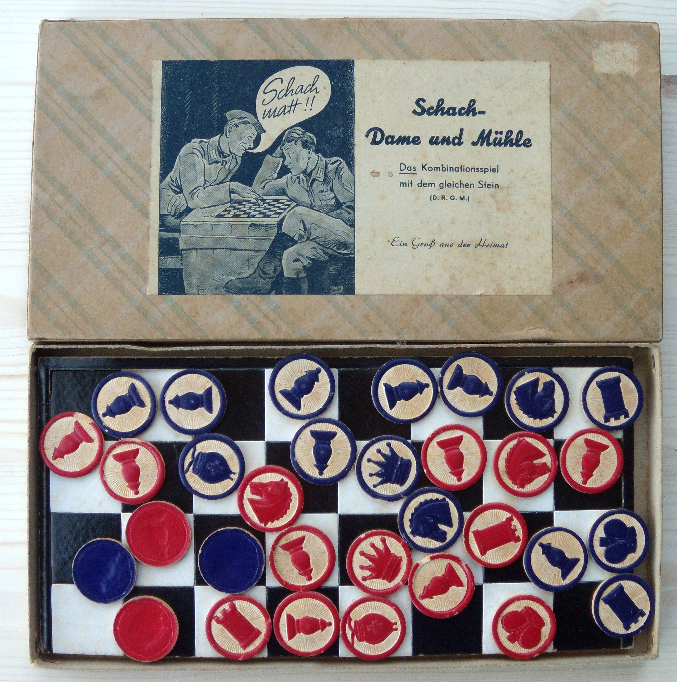 Schach-Dame und Mühle: Das Kombinationsspiel mit dem gleichen Stein