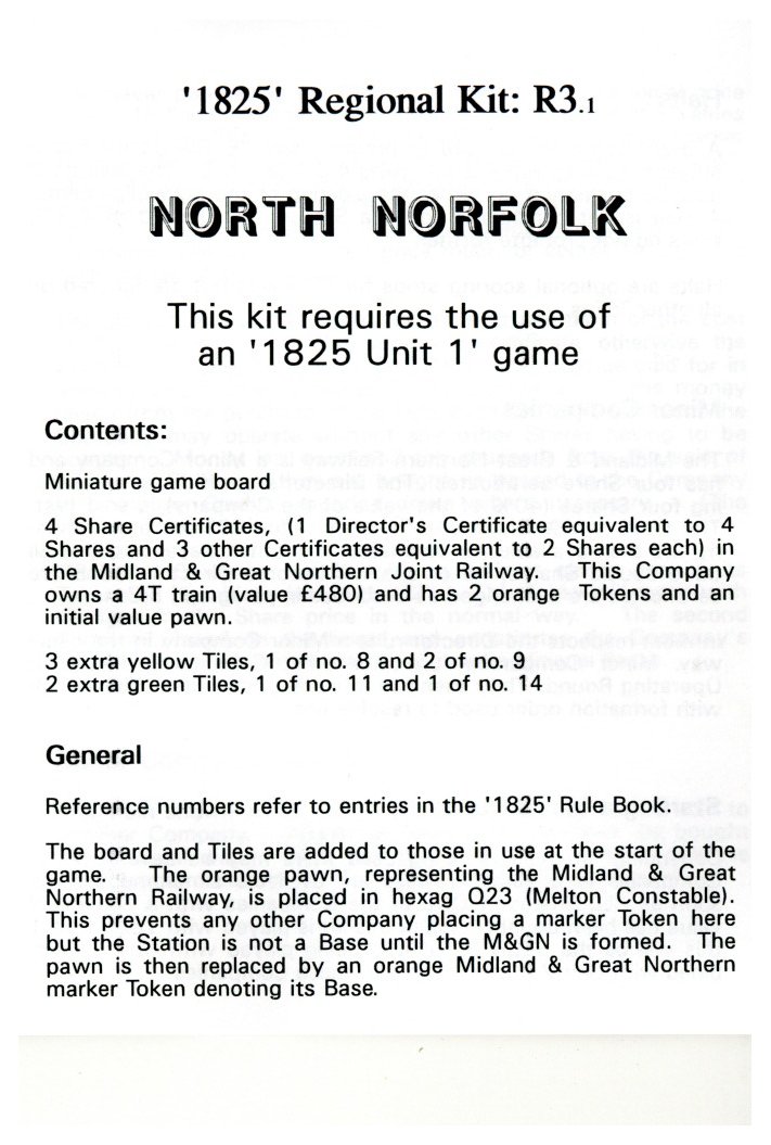 1825: regional kit - R3.1 North Norfolk