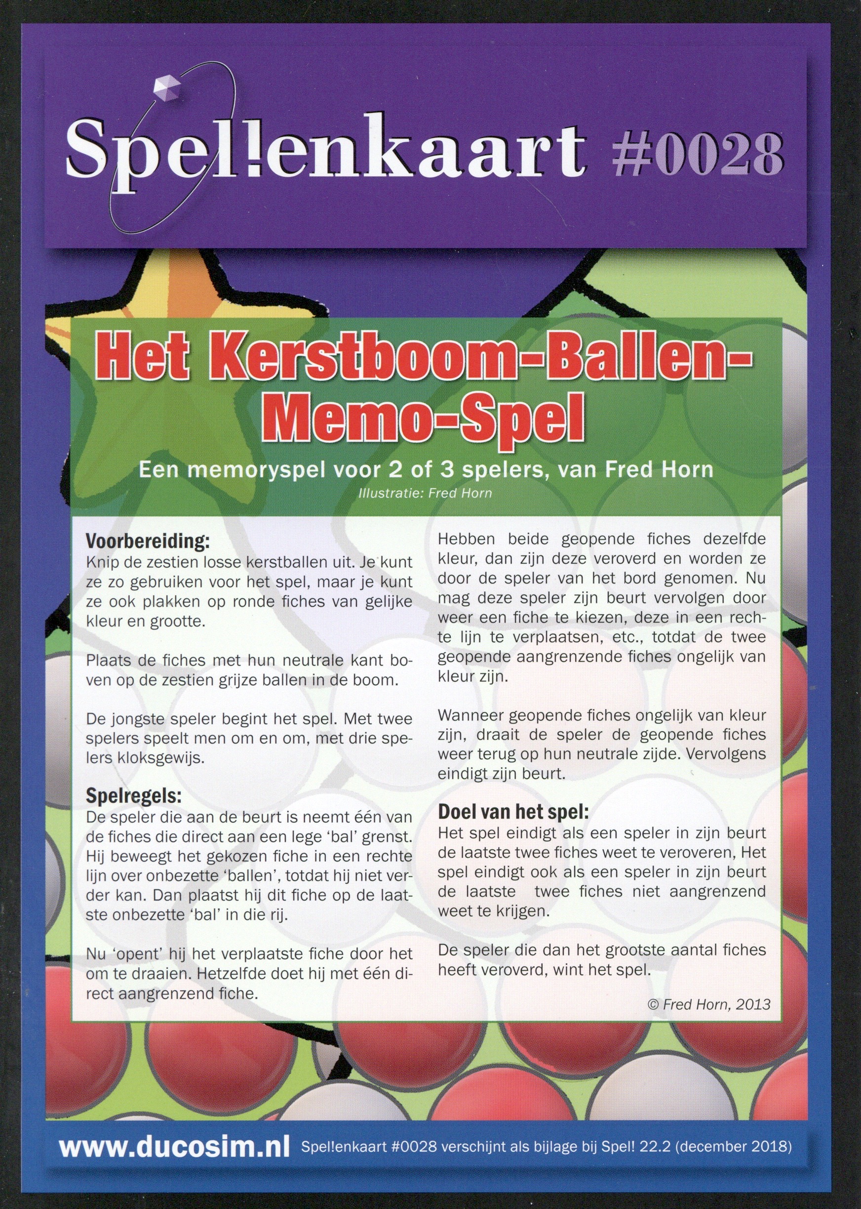 Spellenkaart #0028: Het Kerstboom-Ballen-Memo-Spel