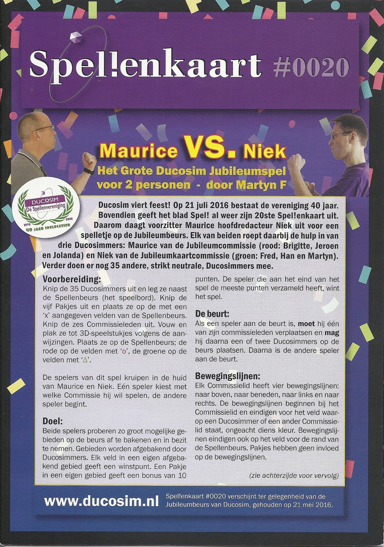 Spellenkaart #0020: Maurice VS. Niek